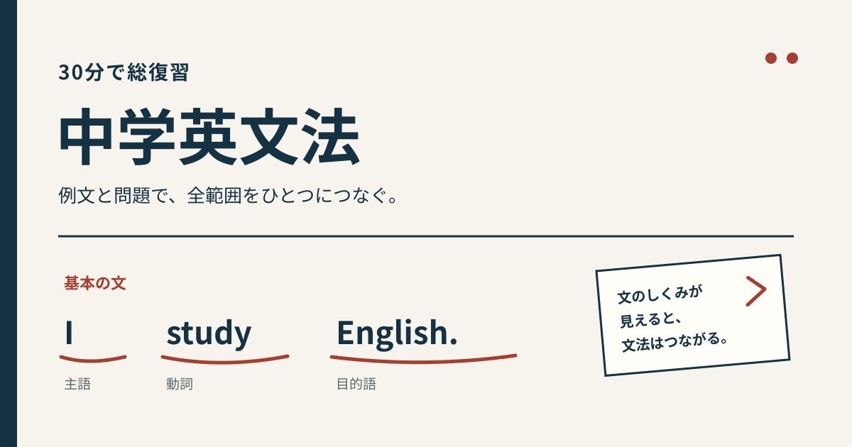 30分でわかる 中学英文法まとめ