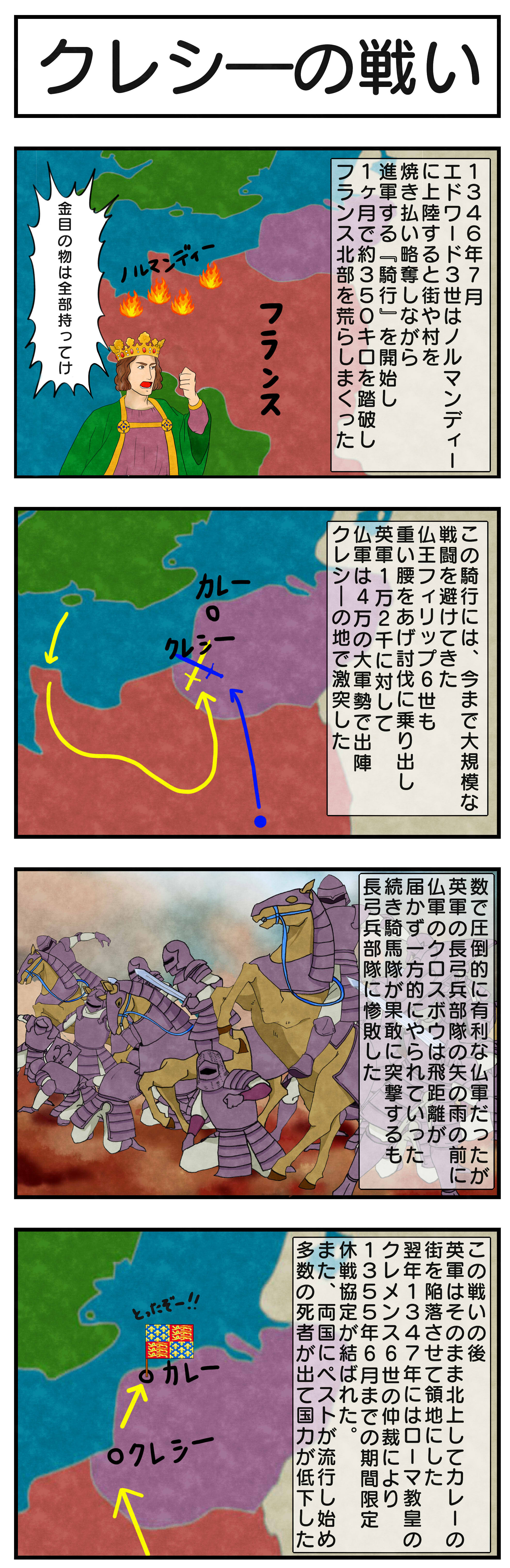 クレシーの戦い_4コマ漫画